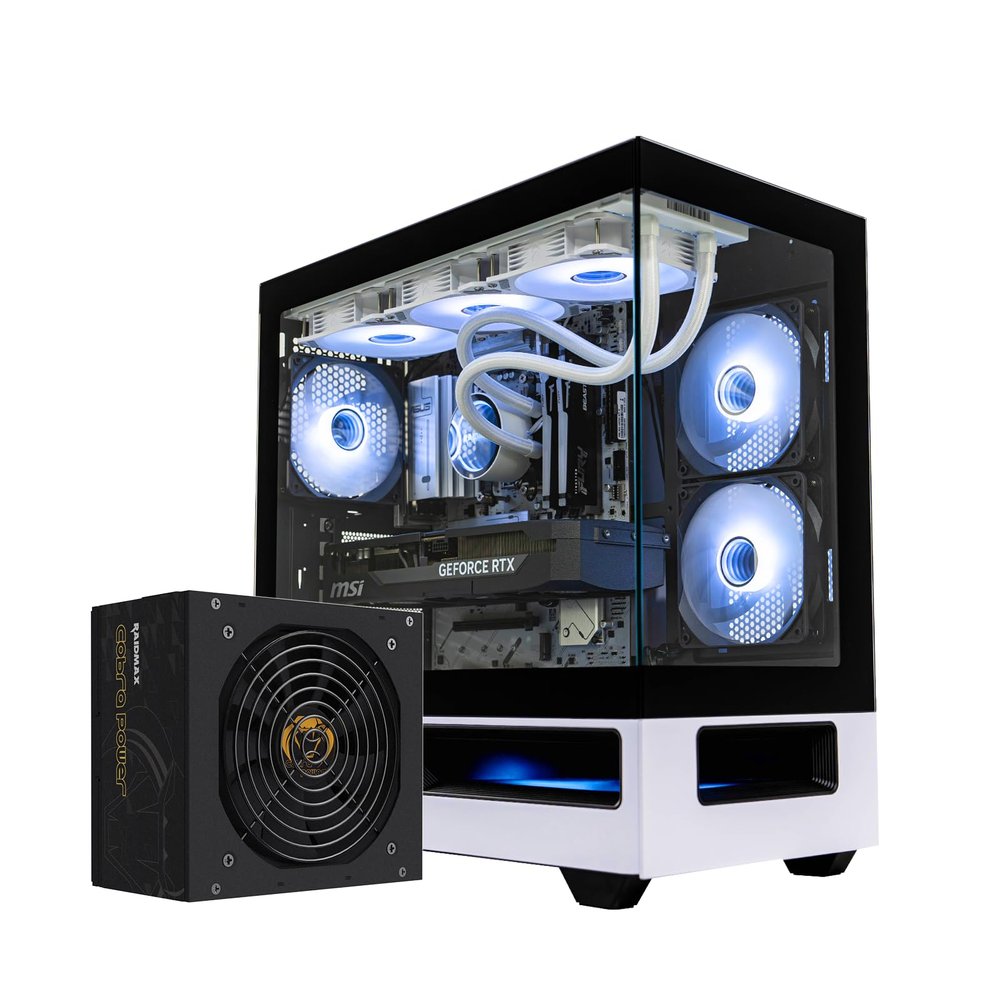 RAIDMAX H200 ATX Gaming Case Bundle, 5X ARGB Fans, Patented Air Tunnel Design, Includes RX-850AEM 850W ATX 3.1 PCIe Gen 5 Fully Modular 80+ Gold Power Supply, Supports 400mm GPU(CASE+850W)
