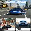 3 Channel Dash Cam Front and Rear Inside, 4K+720P+720P Dashcam, 5GHz WiFi GPS Dash Camera for Cars with 64GB Card, 24H Parking Monitor, Super Night Vision, Loop Recording, G-Sensor, WDR for Car Camera view 2