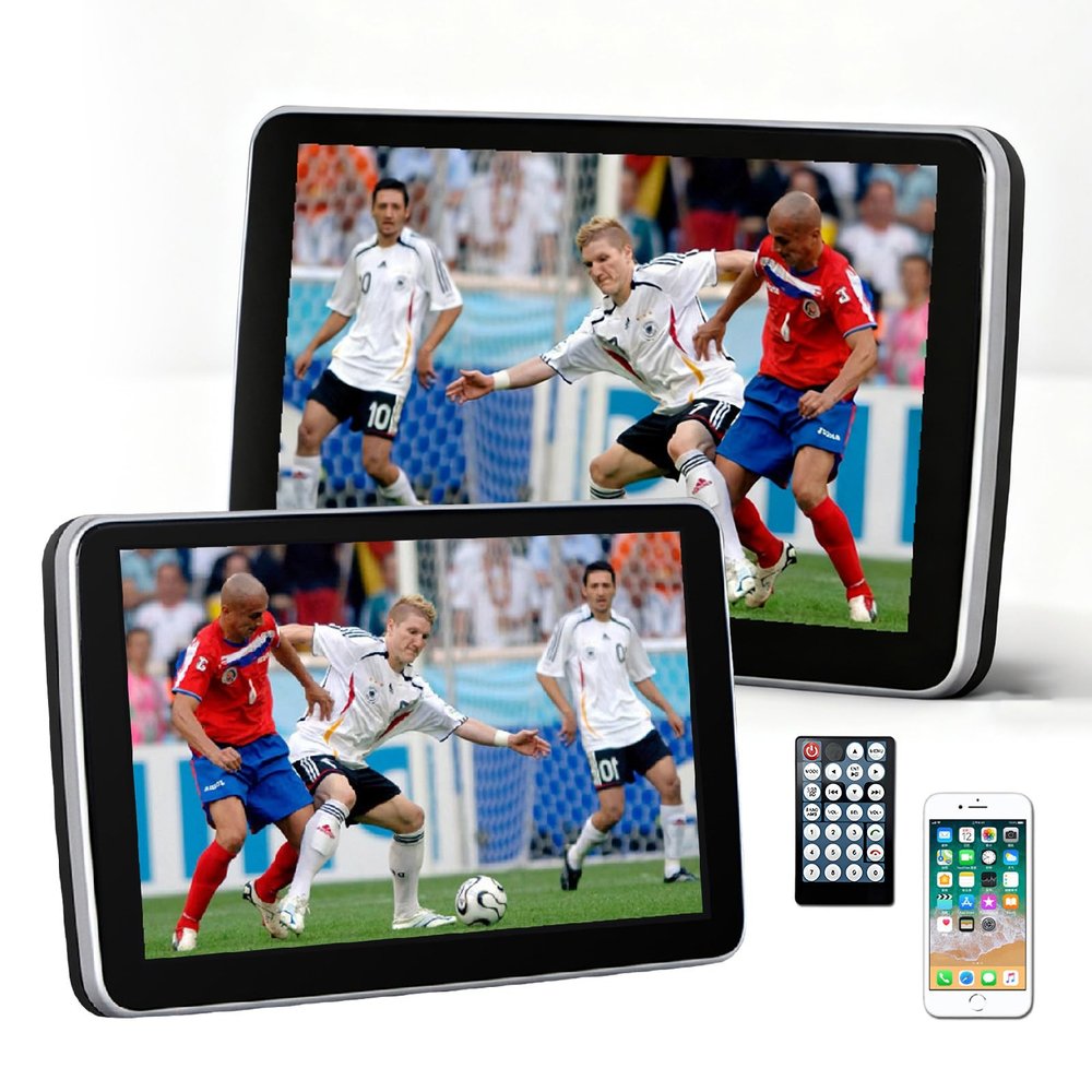 10.1"/11.6" Dual Car Headrest DVD Player with 7-Color Ambient Light & Android Touchscreen, Supports Phone Mirroring, TF Card and All Region DVD Playback 11.6in