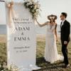 Custom Wedding Welcome Sign Banner, Personalized Wedding Backdrop With Names And Date, Rustic Elegant Linen Decoration For Ceremony, Reception, Outdoor, Beach, Garden, Photo Backdrop view 3