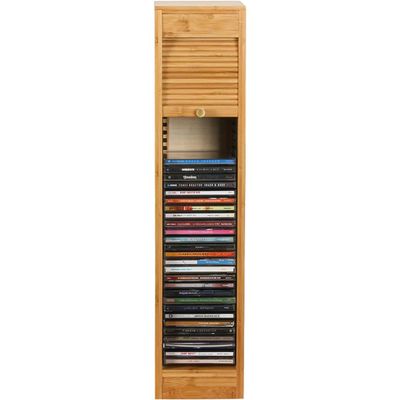 Bamboo CD/DVD Storage Rack,DVD Display Storage Box,Holds up to 40 CD Cases,Applicable CD Size 14 * 1.2 * 12.5cm,No Assembly Required,for Home Office