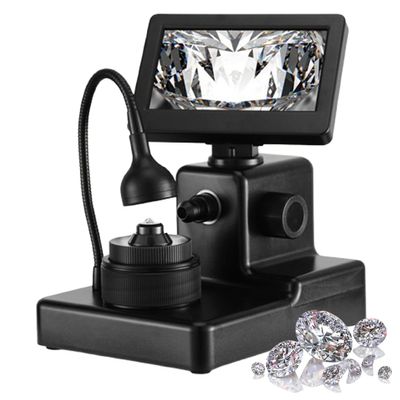 Diamond Inspection Microscope - 4.3'' LCD Digital Viewer, 50-1000X Magnification, LED Illumination, Adjustable Focus 10-40mm, Perfect for Gemstone and Jewelry Evaluation