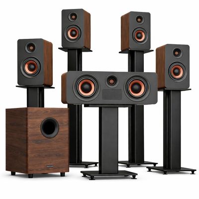 True 5.1.4 Hi-Fi Surround Sound System with Dolby Atmos, 900W Home Theater Sound Bar for Smart TV, Center Channel Speaker with 4 Surrounds, 25Hz Subwoofer, Hi-Fi Grade Crossover, Soundbar eARC, BT 5.4