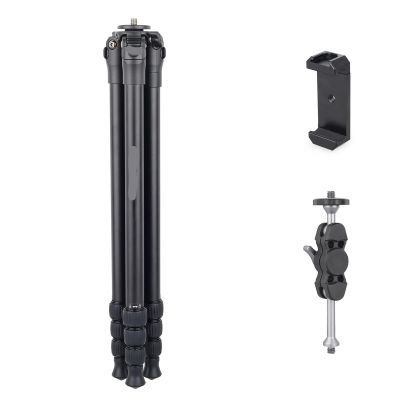 Compatible for DSLR Camera, Aluminum Lightweight Travel Tripod with Panoramic Ball Head, 33.1lbs Max Load(HT4 add Holder)