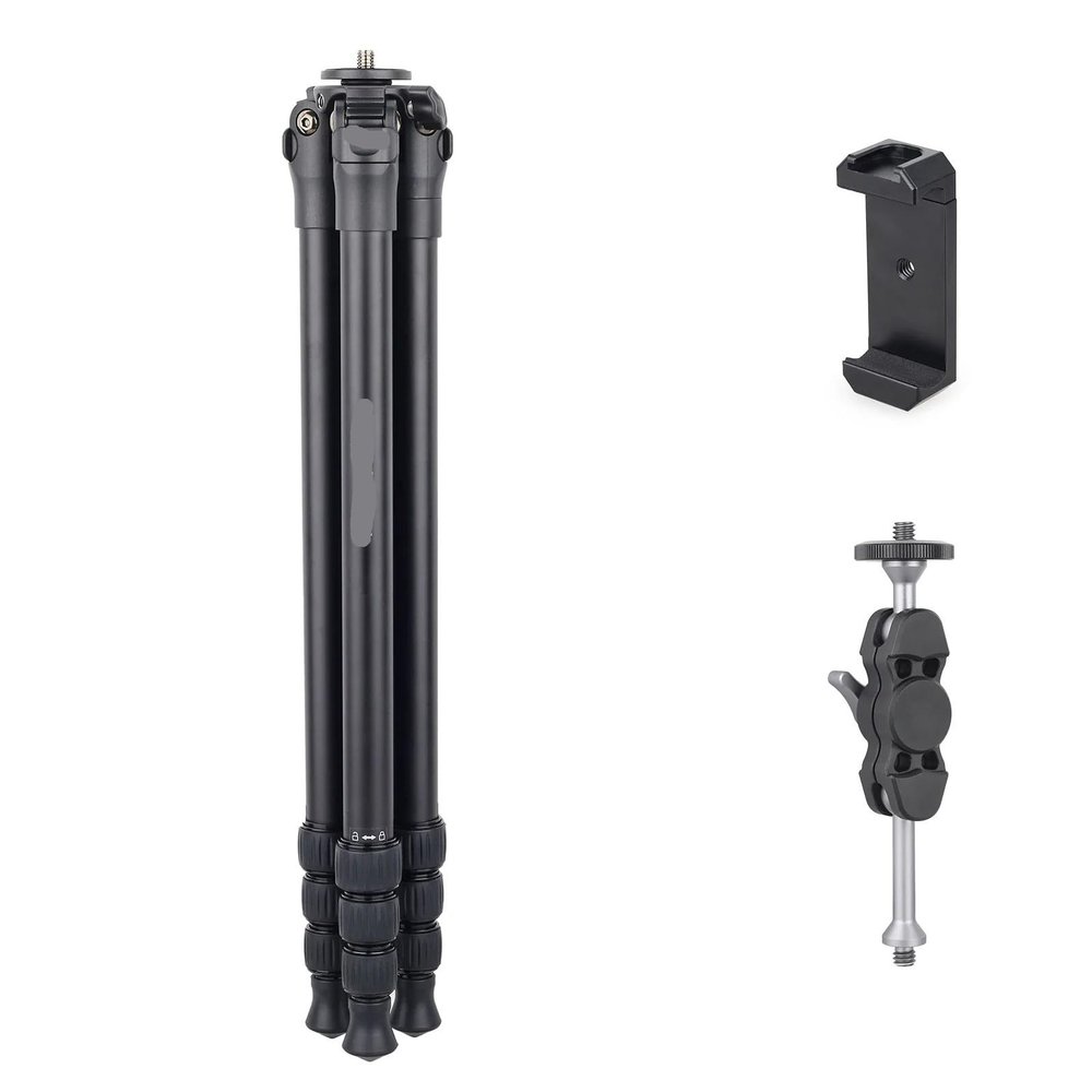Compatible for DSLR Camera, Aluminum Lightweight Travel Tripod with Panoramic Ball Head, 33.1lbs Max Load(HT4 add Holder)