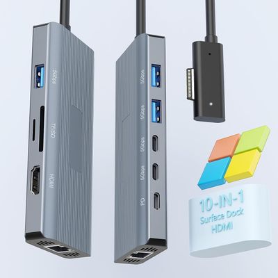 [2025 New] Surface Docking Station- 2 Year Warranty - 10 in 1 Surface Dock with HDMI Ethernet SD/TF 5*USB PD, Docking Station for Surface Pro 11/10/9/8/X/7/6/5, Surface Laptop,Surface Book