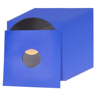 BENECREAT 16Pcs Blue Kraft Paper Vinyl Record Sleeves, 12 Inch Album Jackets with Inner Sleeves for Album Vinyl Records Collections Storage Decorations (110GSM)