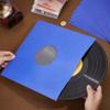 BENECREAT 16Pcs Blue Kraft Paper Vinyl Record Sleeves, 12 Inch Album Jackets with Inner Sleeves for Album Vinyl Records Collections Storage Decorations (110GSM) view 3