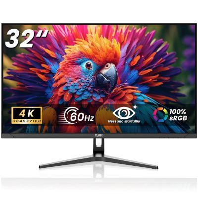 DJiEX 32 Inch 4K Computer Monitor, UHD 3840 * 2160P Ultra-Clear Screen, 60HZ, 3500:1 Contrast Ratio, 100% sRGB, FreeSync, Eyecare, IPS Panel, Compatible with Wall mounting, Ideal for Business, Office