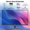 DJiEX 32 Inch 4K Computer Monitor, UHD 3840 * 2160P Ultra-Clear Screen, 60HZ, 3500:1 Contrast Ratio, 100% sRGB, FreeSync, Eyecare, IPS Panel, Compatible with Wall mounting, Ideal for Business, Office view 2