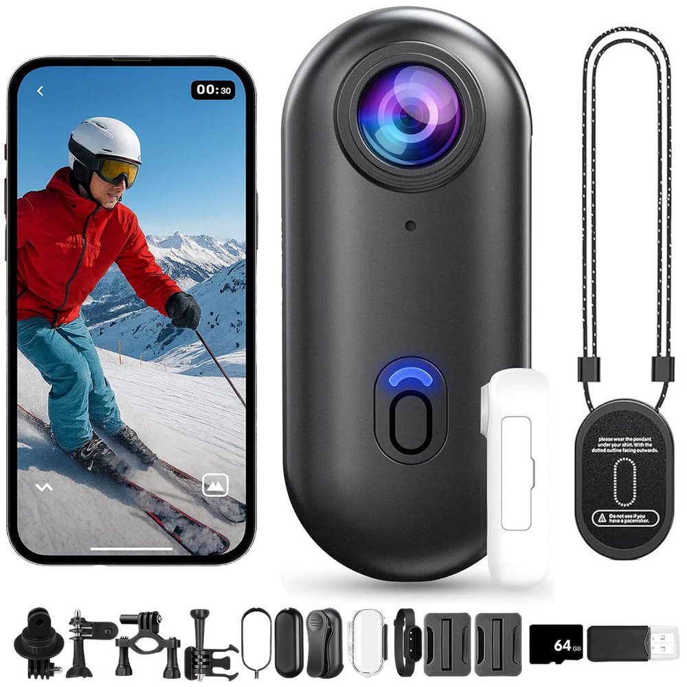4K HDPOV Waterproof Capture Camera, Ultra Wide Angle HD Wearable Body Adventure Action Cameras, for Diving, Cycling and Outdoors Activities