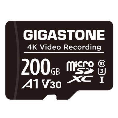 GIGASTONE 200GB Micro SD Card, A1 V30 4K Video Recording, Compatible with Security Camera, Dash Cam, Drone, 100MB/s MicroSDXC Memory Card UHS-I, with Adapter