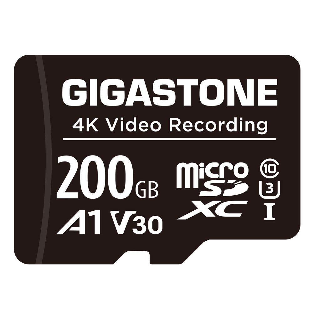 GIGASTONE 200GB Micro SD Card, A1 V30 4K Video Recording, Compatible with Security Camera, Dash Cam, Drone, 100MB/s MicroSDXC Memory Card UHS-I, with Adapter