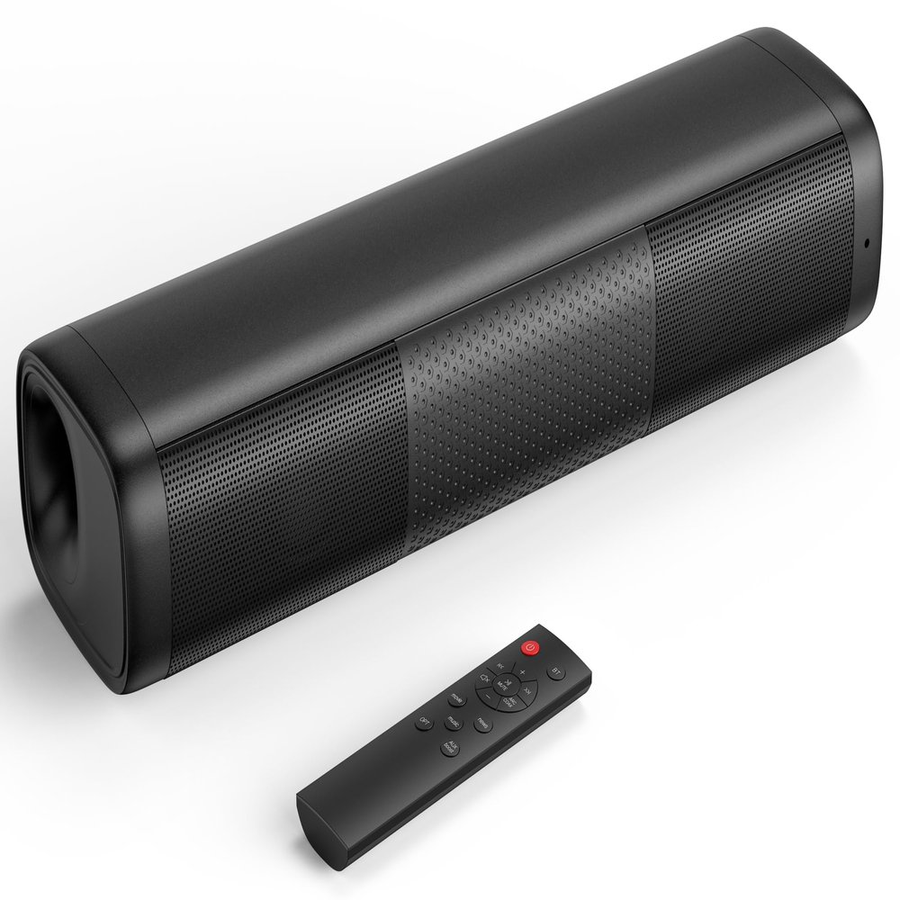 Saiyin Sound Bar for Smart TV, 11.7-inch Soundbar with Bluetooth 5.3/Optical/Auxiliary Inputs, Small Size & Big Power, 48W Peak Power Compact Sound Bar for TV, PC, Gaming, and Projectors