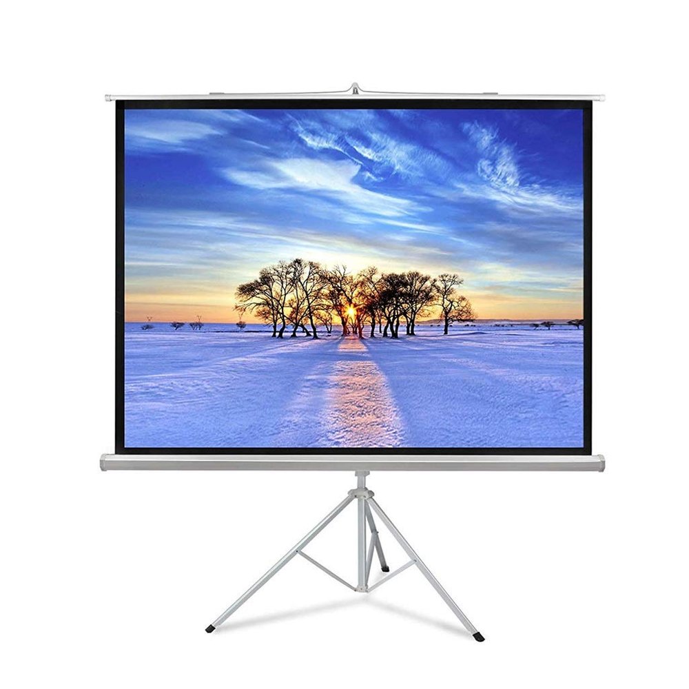 60-100 Inch 16:9 Portable Indoor Outdoor Projector Screen Matte White Fabric Fiber with Pull Up Foldable Stand Tripod(60 inch)