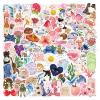 100Pcs Cute Aesthetic Stickers, Aesthetic Girls Coquette Sticker, Watercolor & Waterproof, Vinyl Stickers for Water Bottle Laptop Journal Skateboard Scrapbook Luggage(Pink&Watercolor) view 1