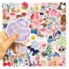 100Pcs Cute Aesthetic Stickers, Aesthetic Girls Coquette Sticker, Watercolor & Waterproof, Vinyl Stickers for Water Bottle Laptop Journal Skateboard Scrapbook Luggage(Pink&Watercolor) view 2