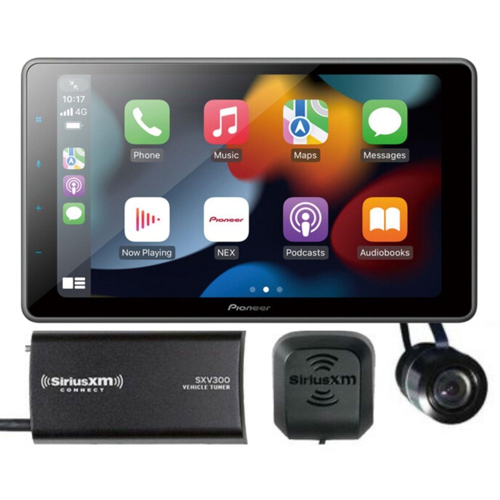 9" Android Auto Pioneer DMH-WT3800NEX, CarPlay, Bluetooth Floating Type Multimedia Receiver Bundled with + (1) SiriusXM SXV300v1 Tuner + (1) Bullet Style Backup Camera