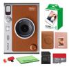 FUJIFILM INSTAX MINI EVO Hybrid Instant Camera (Brown) Bundle with Fuji Instax-Mini-Instant Film Value Pack (20 Sheets) + 32GB Memory Card + Carrying Case + Photo Album 64 Pockets + Cleaning Cloth view 1