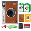 FUJIFILM INSTAX MINI EVO Hybrid Instant Camera (Brown) Bundle with Fuji Instax-Mini-Instant Film Value Pack (40 Sheets) + 32GB Memory Card + Carrying Case + Photo Album 64 Pockets + Cleaning Cloth view 1