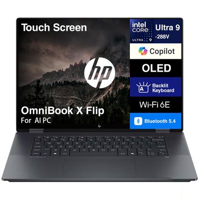 HP OmniBook X Flip Copilot+ PC 2-in-1 Laptop 16" Touchscreen OLED 3K (Intel Ultra 9-288V (UP to 48 Tops), 32GB LPDDR5X, 2TB SSD, Backlit KB, Thunderbolt 4, WiFi 6E, Bluetooth 5.3, Webcam, Win 11 Pro)
