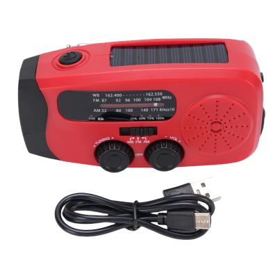 Garosa Emergency Crank Radio 2000mAh Solar Power Bank with LED Flashlight and NOAA Weather Alert for Camping Hiking Outdoor