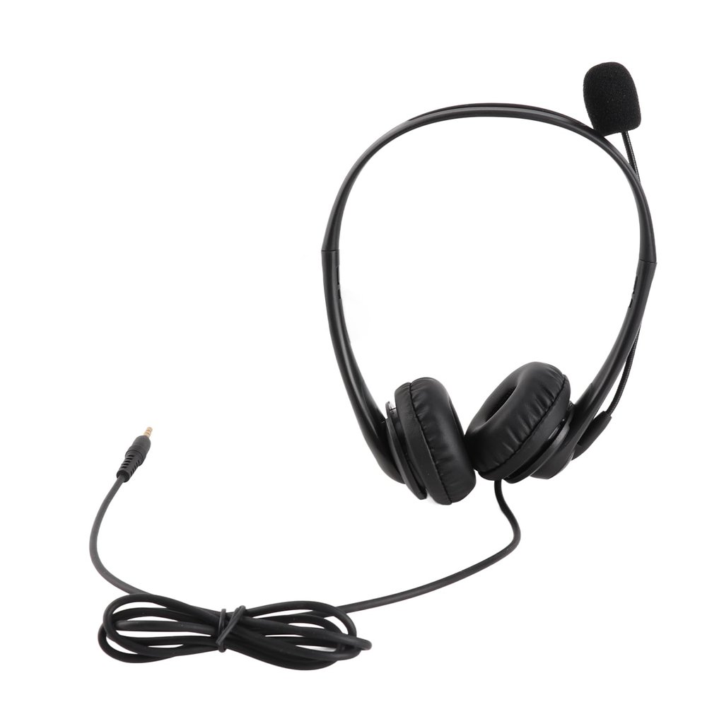 ASHATA 3.5mm Computer Headset with Noise Cancelling Microphone Lightweight Wired Headphone for Business Call Center,ABS Black 1 Pack