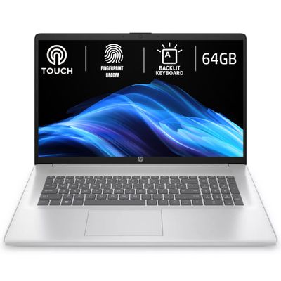 HP 17.3 10-Core I5 Touchcreen Laptop | Backlit Keyboard and Fingerprint Reader | Intel 13th Core i5-1334U, Iris Xe Graphic | 64GB RAM, 1TB SSD | Win 11 Pro and Office 365 for The Web w/o Mouse