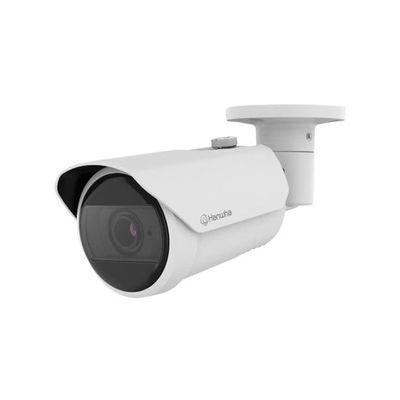 Hanwha Vision QNO-C9083R 8MP 4K IR WDR Auto ICR Outdoor Network H.265 PoE Bullet Camera with 3.2-10.2mm and 3.2 X Optical Zoom Motorized Varifocal Lens, Aluminum, White Color