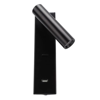 BAFOVY LED Wall Reading Light, Adjustable Arm Wall Mounted Lamp with USB Charging Port for Bedroom Headboard, Aluminum Alloy 350 Rotation 90 Tilt