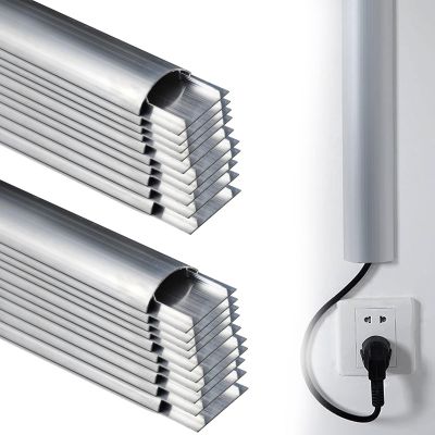 20 30 Pieces Outdoor Metal Cord Cover, Self-Adhesive Aluminum Alloy Raceway for Driveway, Silver Decorative Invisible Trough for Building Electrical Wiring(20 PCS,L x Outer Width 79IN x 2.2IN)