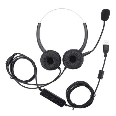 BAODEYOUB 330 Rotation Call Center USB Headset with Microphone, Noise Cancelling USB Headset for Computer Telephone, Dual Speaker Design with Mute Function and Super Long 2.5m Cable