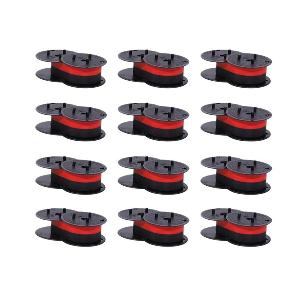 SINOSCOGO Universal Twin Spool Typewriter Carbon Ribbon Holder GR24 with Black Red Calculator Adding Machine Printer Supplies(12PK)