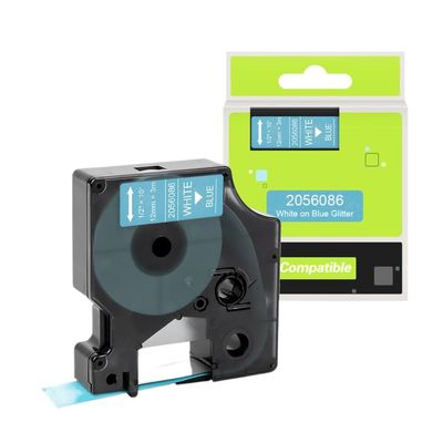 12mm 2056090 Glitter Label Compatible with D1 COLORPOP Tapes 2056085 2056098 2056121 2056091 2056094 Compatible with LabelManager 160 280 210D(Blue Glitter)