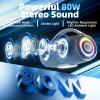 HEAVY BASS Speakers Bluetooth Wireless, 80W Max Loud Portable Speaker with Bass, 20H Playtime, IPX6 Waterproof, Dual Pairing, Gift Ideal for Adults Men Women Teen Boys Girls (Gray, Large) view 2