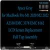 13" Screen Replacement for MacBook Pro A2338 M1 2020 M2 2022 EMC 3578 EMC 8162 LCD Display Complete Full Top Assembly Kit (Space Gray) view 1