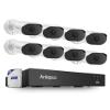 Anlapus 8CH 4K Security Camera System with Audio, 8pcs 8MP Wired CCTV Cameras Outdoor Indoor, AI Person/Vehicle Detection, Night Vision, H.265+ DVR with 1TB Hard Drive, 24/7 Recording, No Monthly Fee view 1