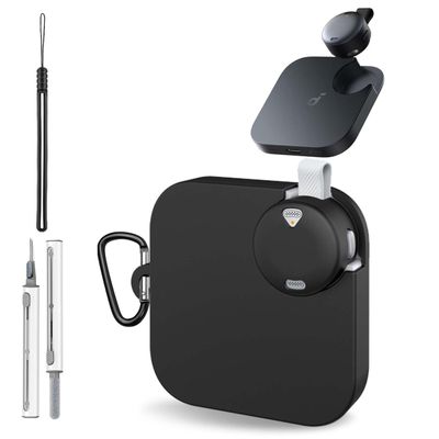 Silicone Case for Soundcore Work AI Voice Recorder,Protective Cover for Anker Soundcore Work Voice Recorder,Full-Body Shockproof Cover,with Keychain&Lanyard and Cleaner Kit,Black
