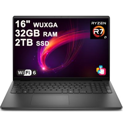 Dell 16 Business Laptop 16" WUXGA Touchscreen AMD 8-core Ryzen 7 250 32GB DDR5 2TB SSD Backlit ExpressCharge WiFi6 for Creator Designer Business Professional Win11