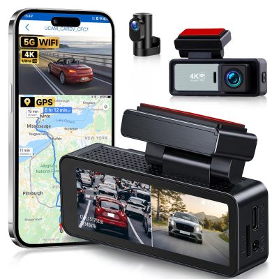 4K Dual Dash Cam Front and Rear for Cars, 5G WiFi, APP Control, 3.12" IPS 4K 3840 * 2160P/FHD Dash Camera, GPS, G-Sensor, 24H Parking Mode, Loop Recording