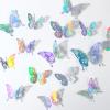 48Pcs 3D Laser Sivery Butterfly Wall Decor 2 Styles 3 Sizes Metallic Laser Butterflies Sequin Centerpieces Iridescent Sticker Removable Party Baby Shower Decoration Wedding for Birthday Cake Cupcake view 1