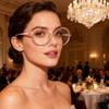 bullabulling Fashion Half round Reading Glass For Women Half-Rim Eyeglass Frame Large lens (pink diamond, 1.50, x) view 3