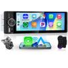 Car Stereo Single Din Wireless Carplay 1 Din Touch Screen Android Auto, Rimoody 6.28 inch Car Radio with Bluetooth 5.2 Mirror Link FM/EQ USB/AUX/TF/SWC Car Audio Receiver with Backup Camera view 1