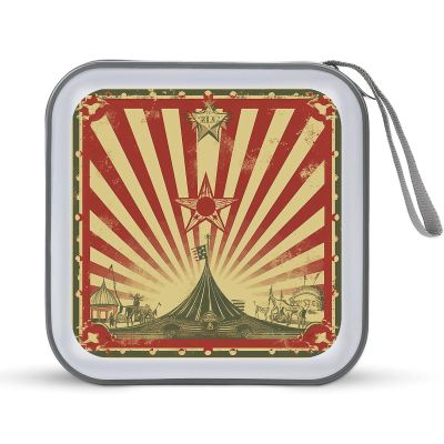 FekiLoot Vintage Circus Background CD Case,Hard Plastic CD Storage,Portable DVD Wallet,Portable DVD, Holder VCD Organizer Wallet,Protective VCD Storage