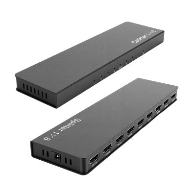 VELATEMOR 4K 1 in 8 Out Splitter, 4:4:4 8-bit, 4:2:0 10-Bit, 4:2:0 12-Bit, 4K 1080p 3D HDR Video Splitter Distributor, Lossless Transfer, for Monitors Projectors (US Plug)