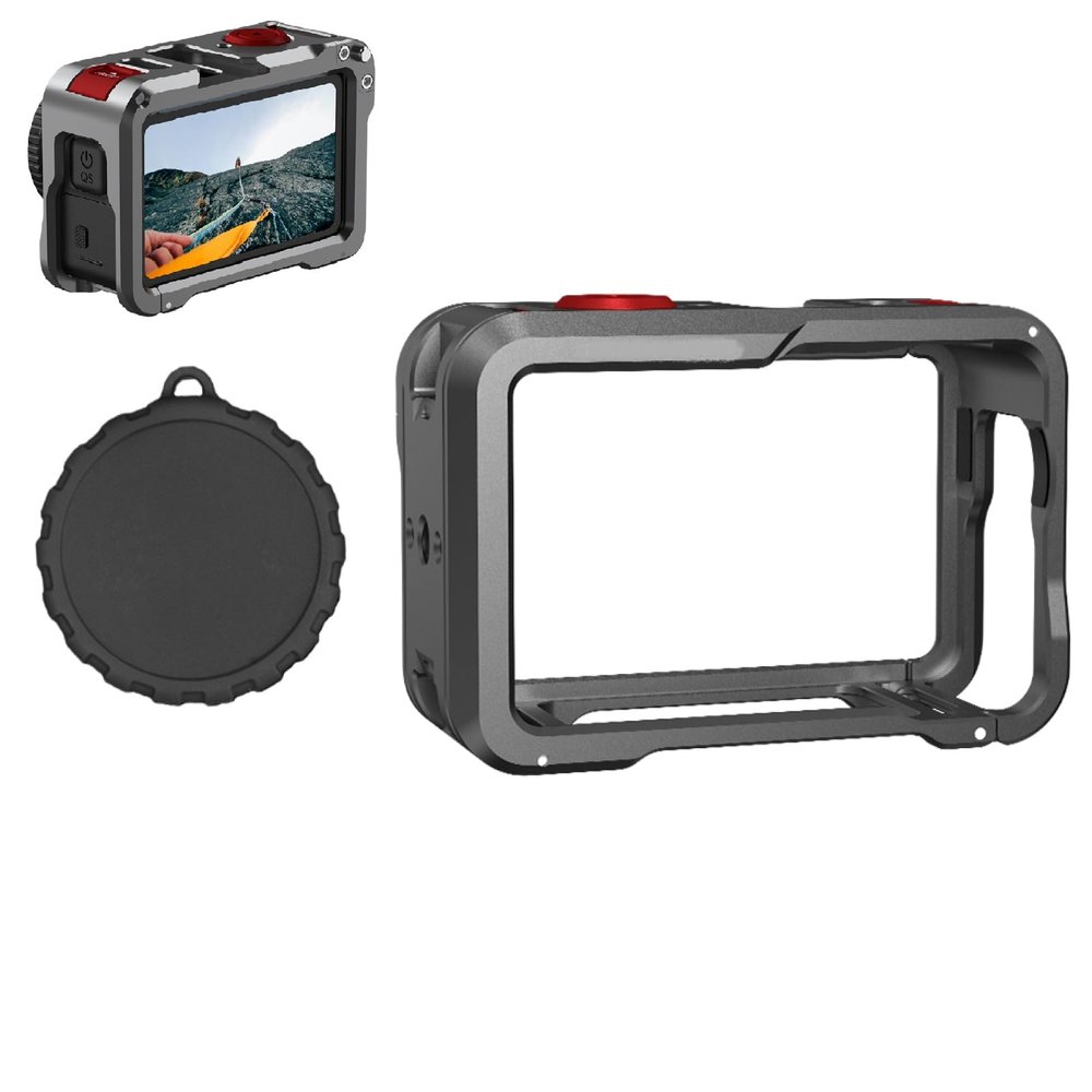 Aluminum Alloy Rabbit Cage Metal Frame Case for DJI OSMO Action 6,with Cold Shoe Port,1/4 Screw Port and Base Interface Frame Protective Accessory for DJI OSMO Action 6 Camera Case