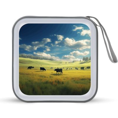 FekiLoot Cows Grazing in The Pasture CD Case,Hard Plastic CD Storage,Portable DVD Wallet,Portable DVD, Holder VCD Organizer Wallet,Protective VCD Storage