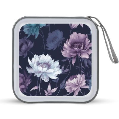 FekiLoot Purple Withered Flowers CD Case,Hard Plastic CD Storage,Portable DVD Wallet,Portable DVD, Holder VCD Organizer Wallet,Protective VCD Storage