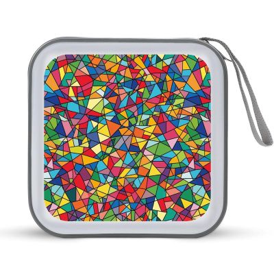 FekiLoot Bright Geometric Shapes CD Case,Hard Plastic CD Storage,Portable DVD Wallet,Portable DVD, Holder VCD Organizer Wallet,Protective VCD Storage