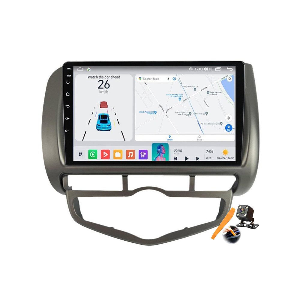 Y500s,YLOXFW Android 15.0 Car Stereo Replacement for Jazz City 2002-2007 Radio GPS Sat Navigation 9'' Touchscreen DVD Multimedia Video Player FM BT Receiver with Android Auto Carplay